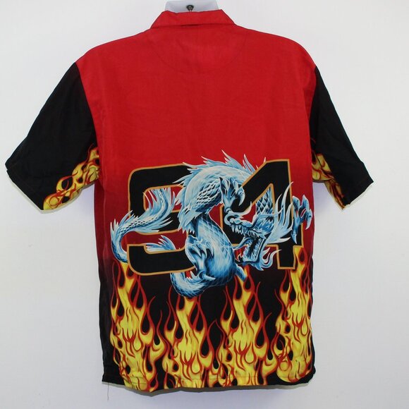 Urban Rags Flames Dragon Fire Button Short Sleeve Shirt (M) - Picture 2 of 8